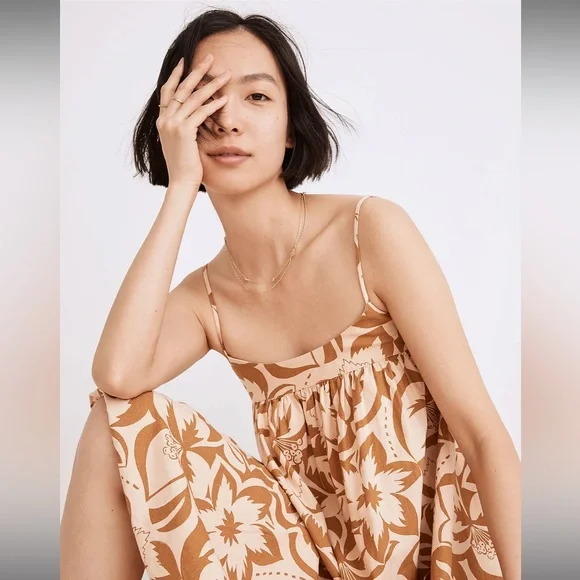 Madewell Linen-Blend Cami Midi Dress in Tropicale Floral - Picture 4 of 13